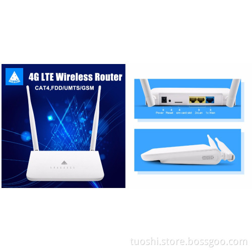 4G LTE WiFi Router with sim card slot,external antenna,2 Lan ports, support 3G/2G,Cat 4 Model LT15